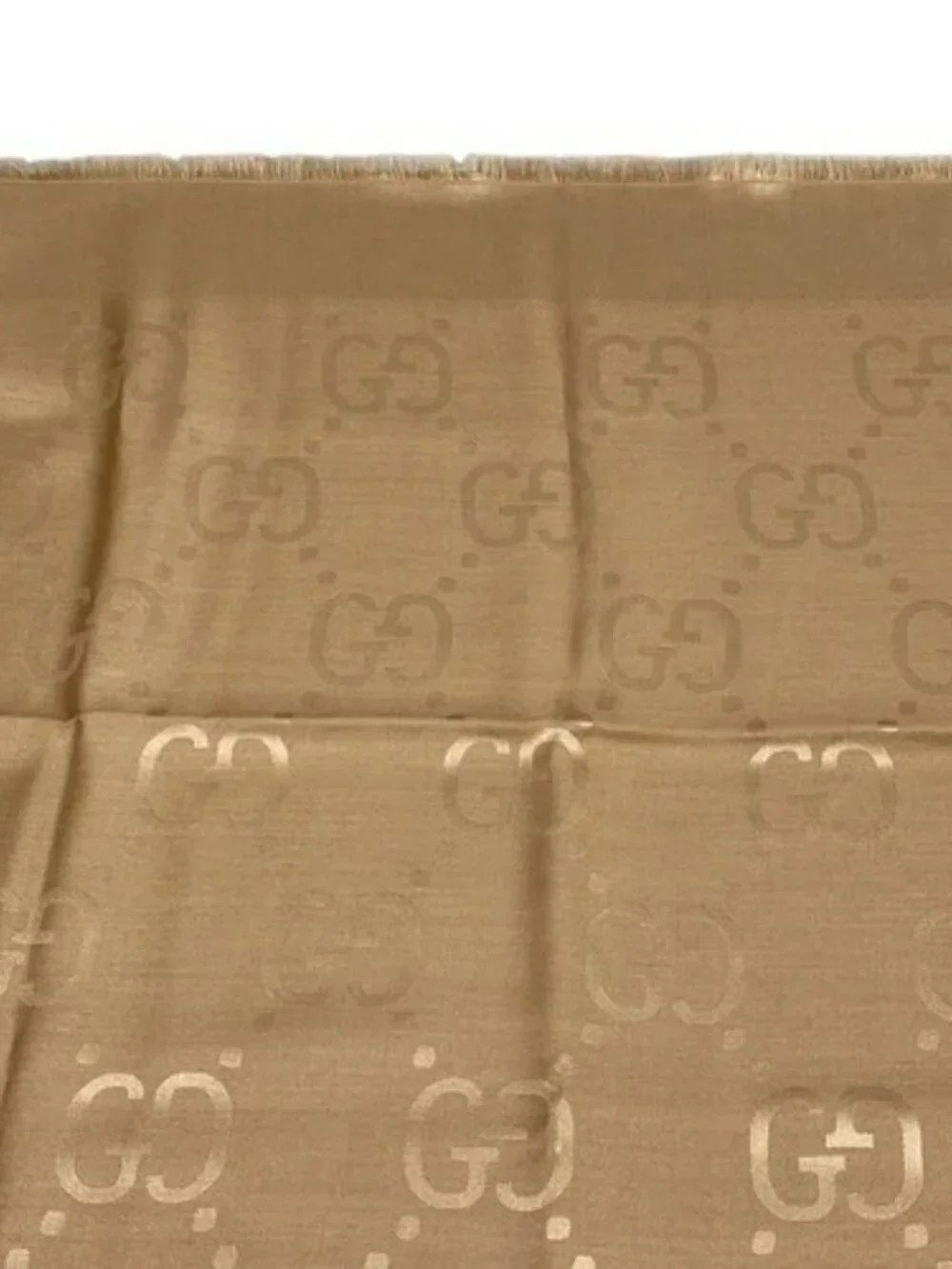 GUCCI GG jacquard silk-wool shawl 663671 Beige Silk Scarf